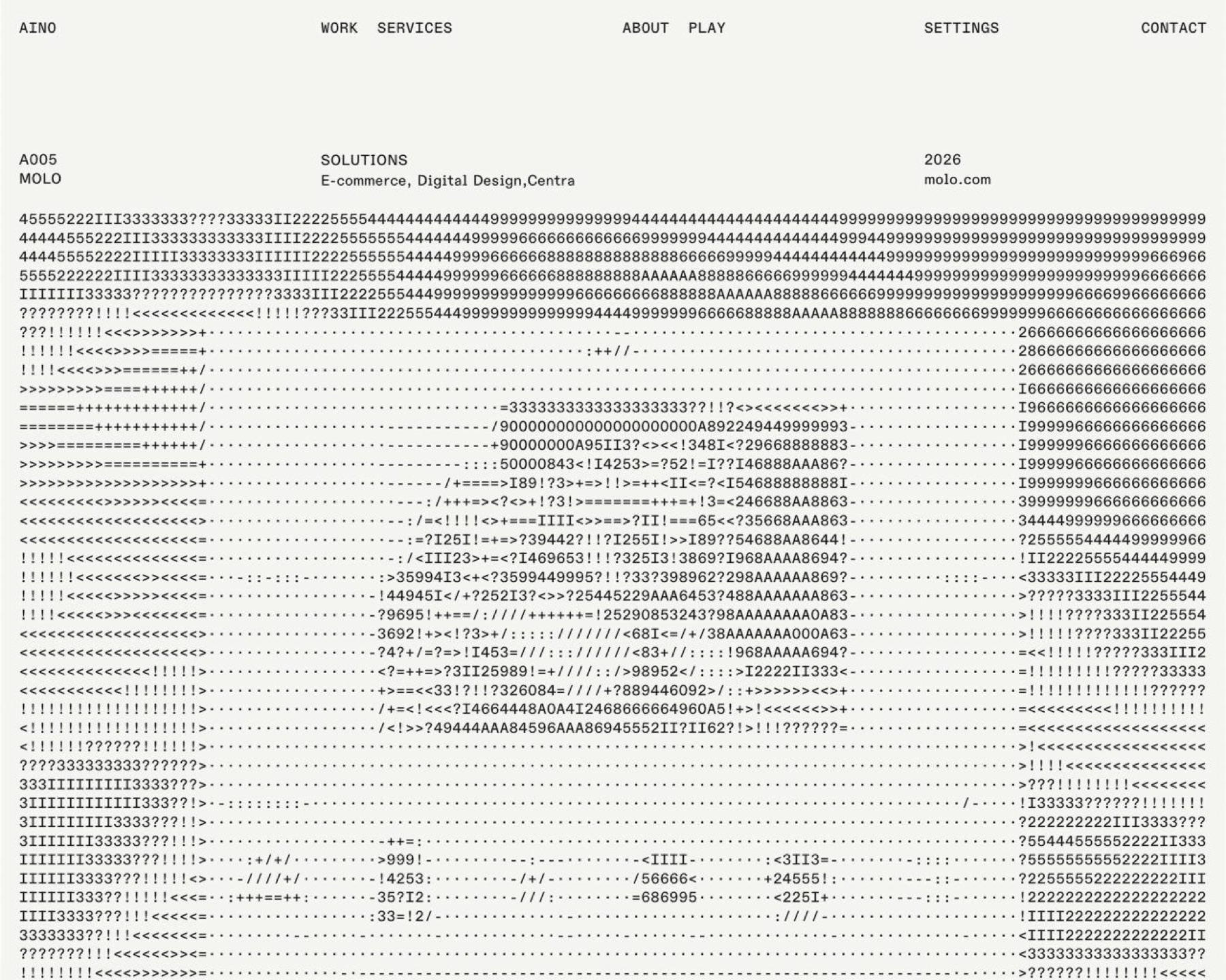 Aino website interface reference